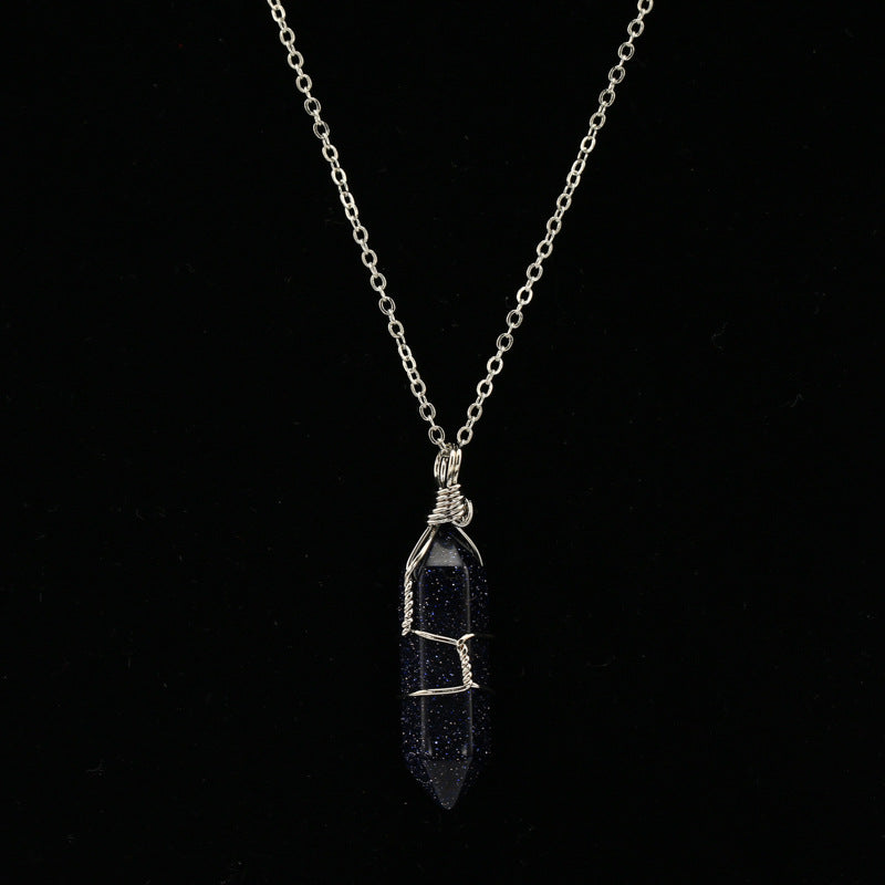 Crystal Wrapped Pendant Necklace Short Chain