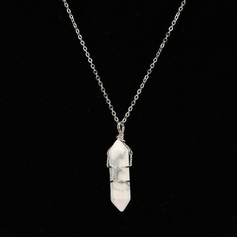 Crystal Wrapped Pendant Necklace Short Chain