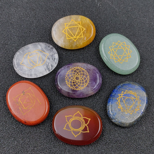 Seven Chakra Crystal Ovals