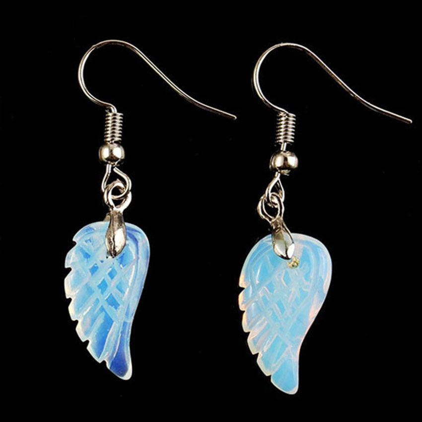 Natural Crystal Angel Wings Earrings