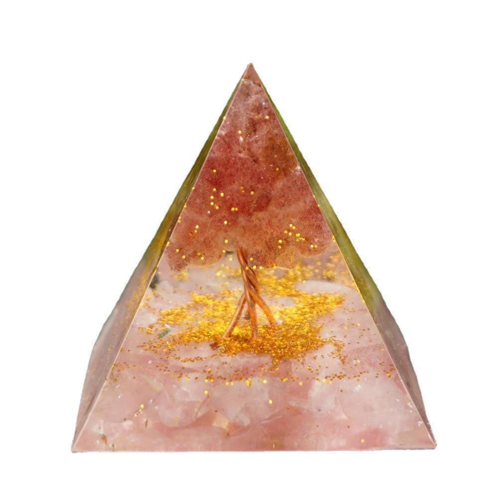 Rose Quartz Tree Of Life Orgone Pyramid