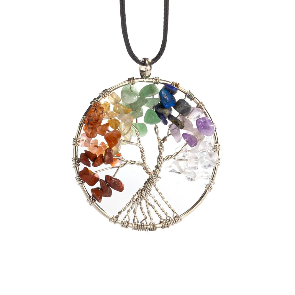 Natural Crystal Lucky Tree Of Life Necklace