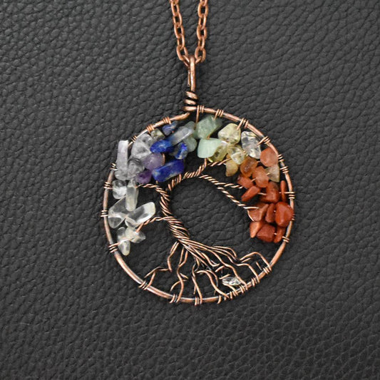 Natural Crystal Lucky Tree Of Life Necklace