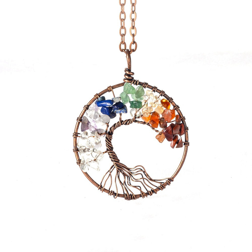 Natural Crystal Lucky Tree Of Life Necklace