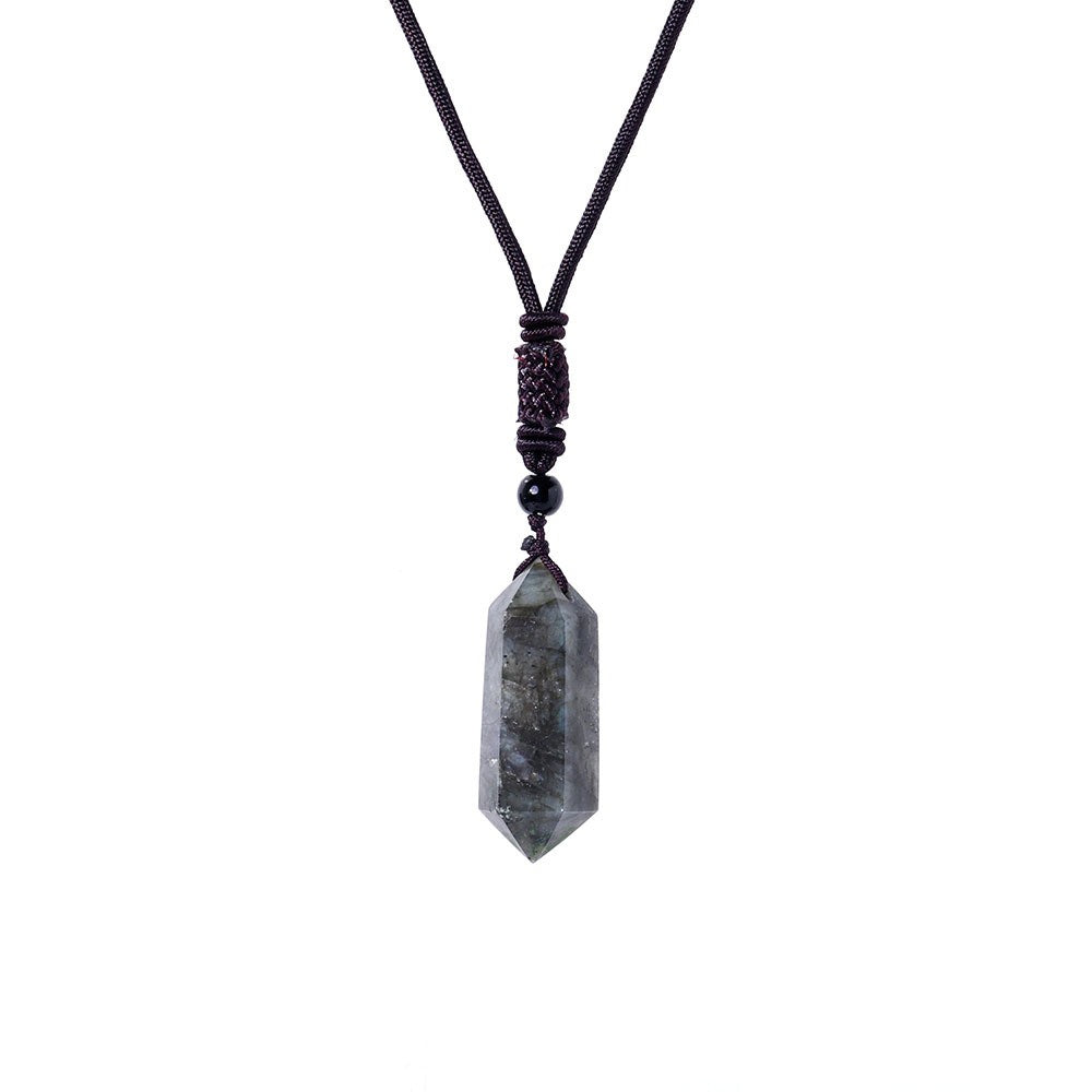 Raw Crystal Energy Stone Woven Pendant Necklace