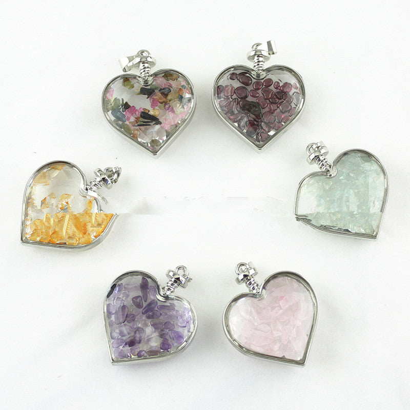 Natural Crystal Heart Necklace