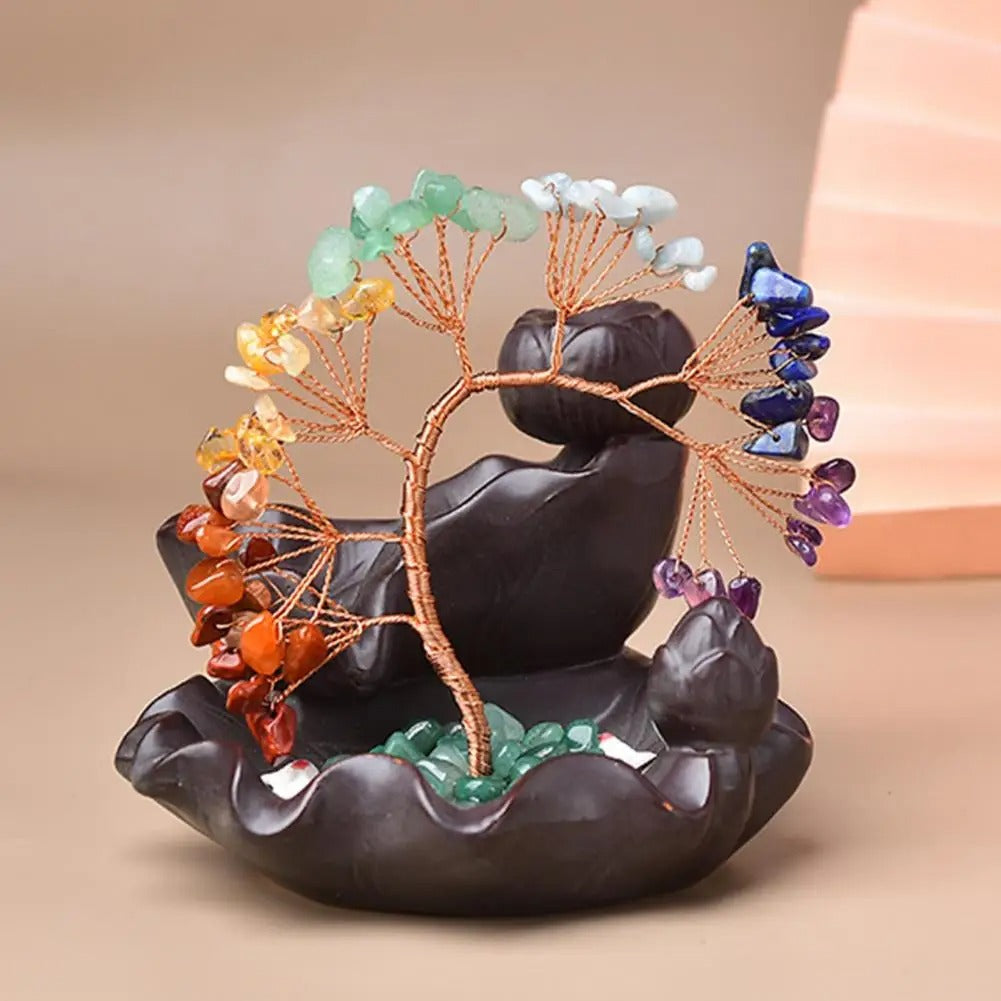 7 Chakra Crystal Tree Of Life Incense Burner