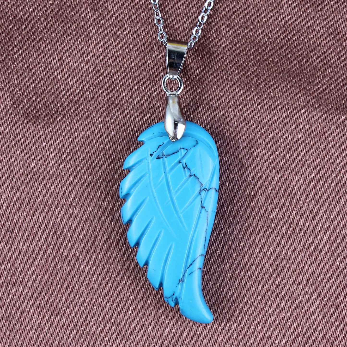 Natural Crystal Angel Wing Pendant