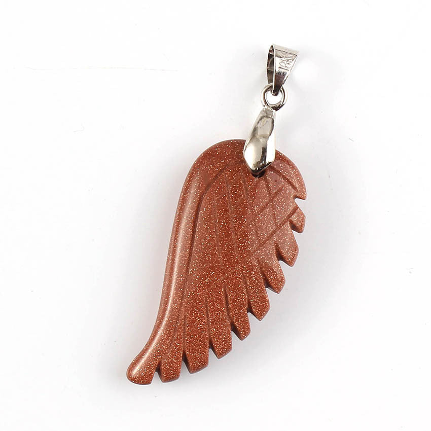 Natural Crystal Angel Wing Pendant