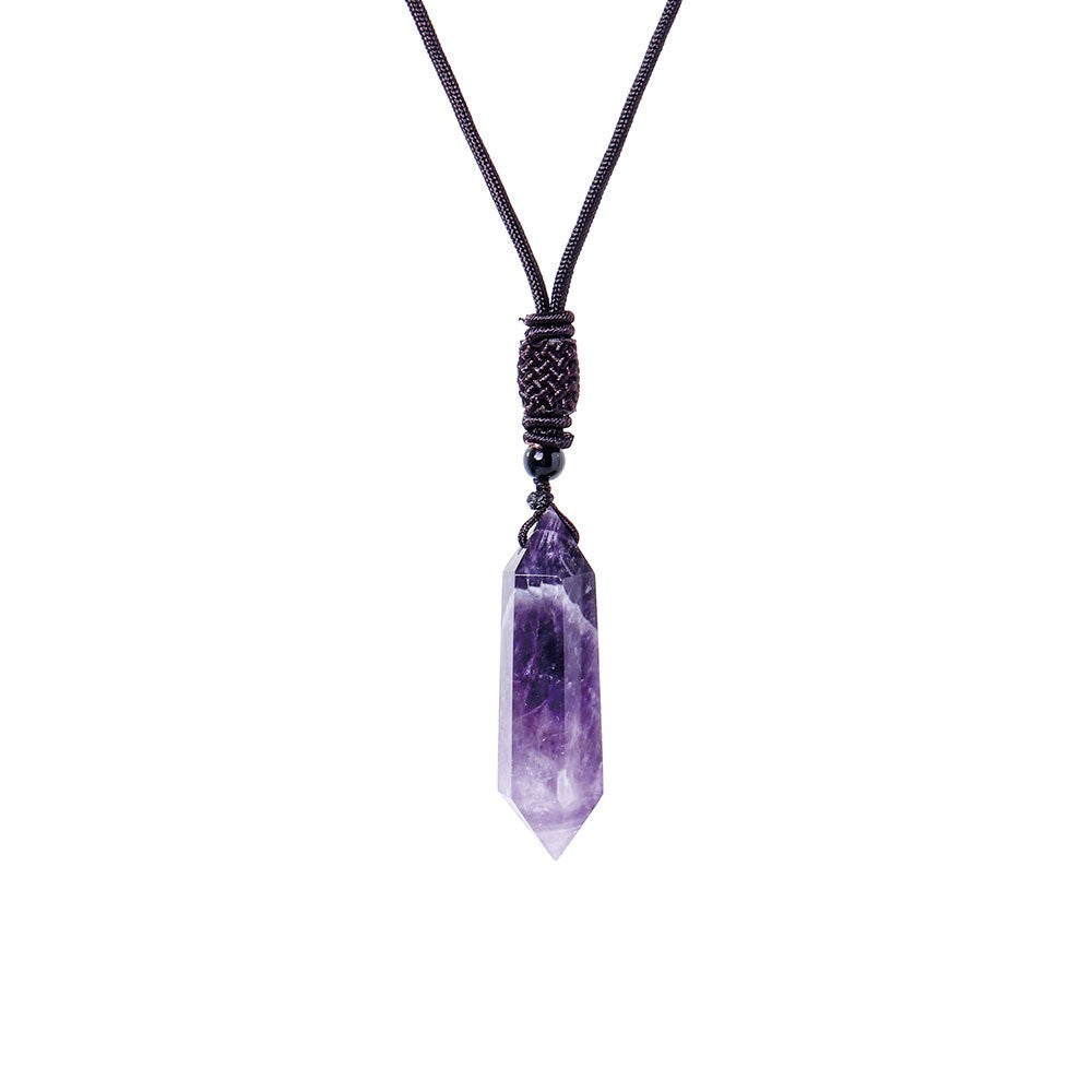 Raw Crystal Energy Stone Woven Pendant Necklace