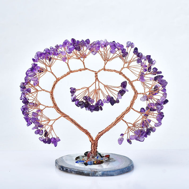 Amethyst Heart-shaped Crystal Fortune Tree Of Life