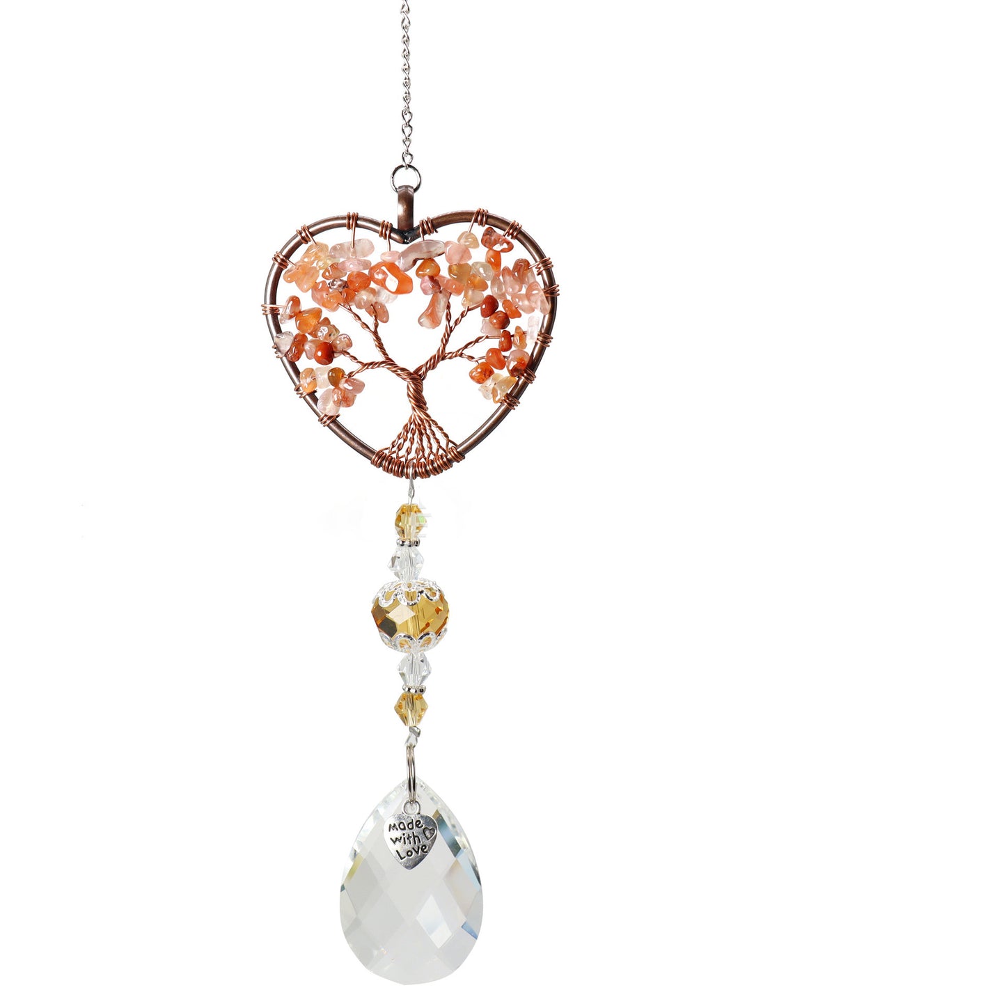 Heart Love Tree Of Life Hanging Crystal Pendant