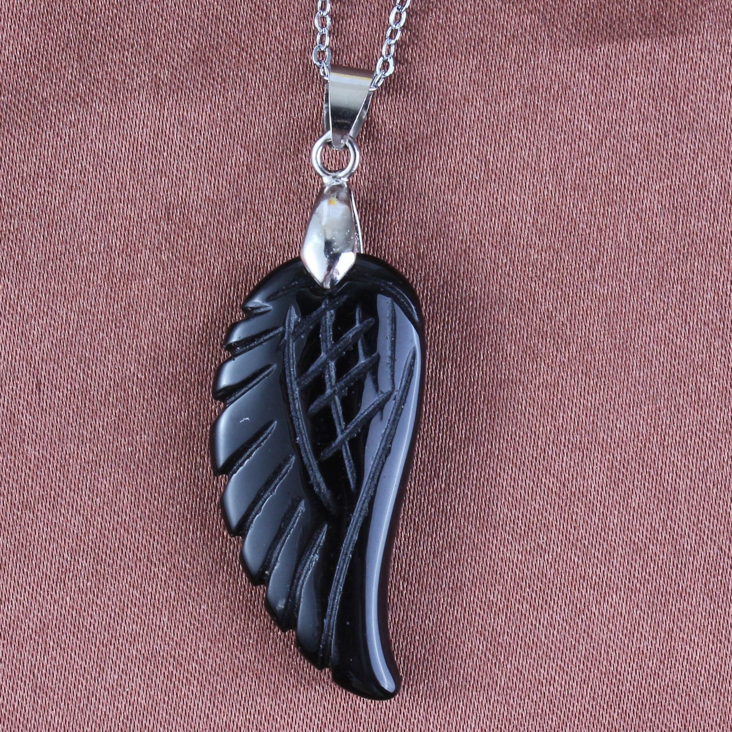 Natural Crystal Angel Wing Pendant