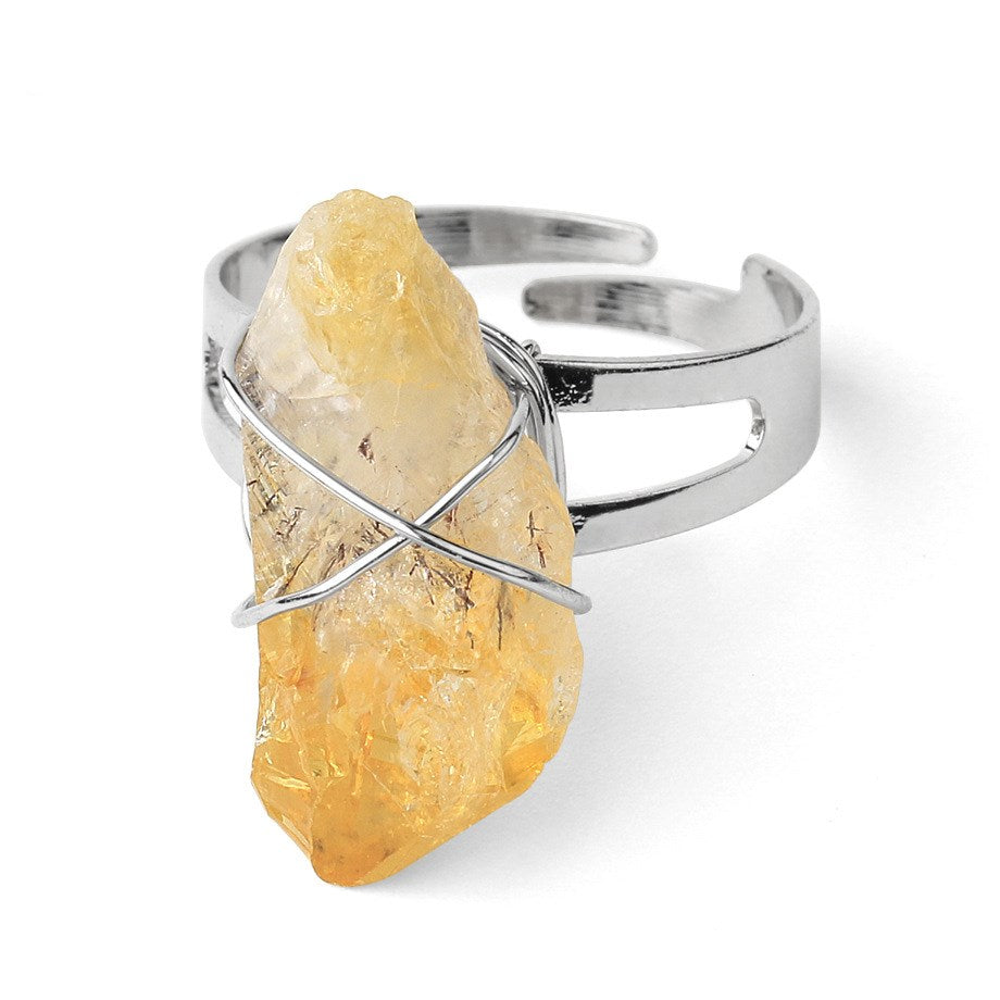 Adjustable Natural Crystal Ring