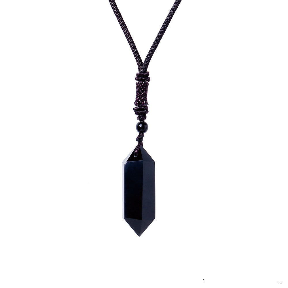 Raw Crystal Energy Stone Woven Pendant Necklace