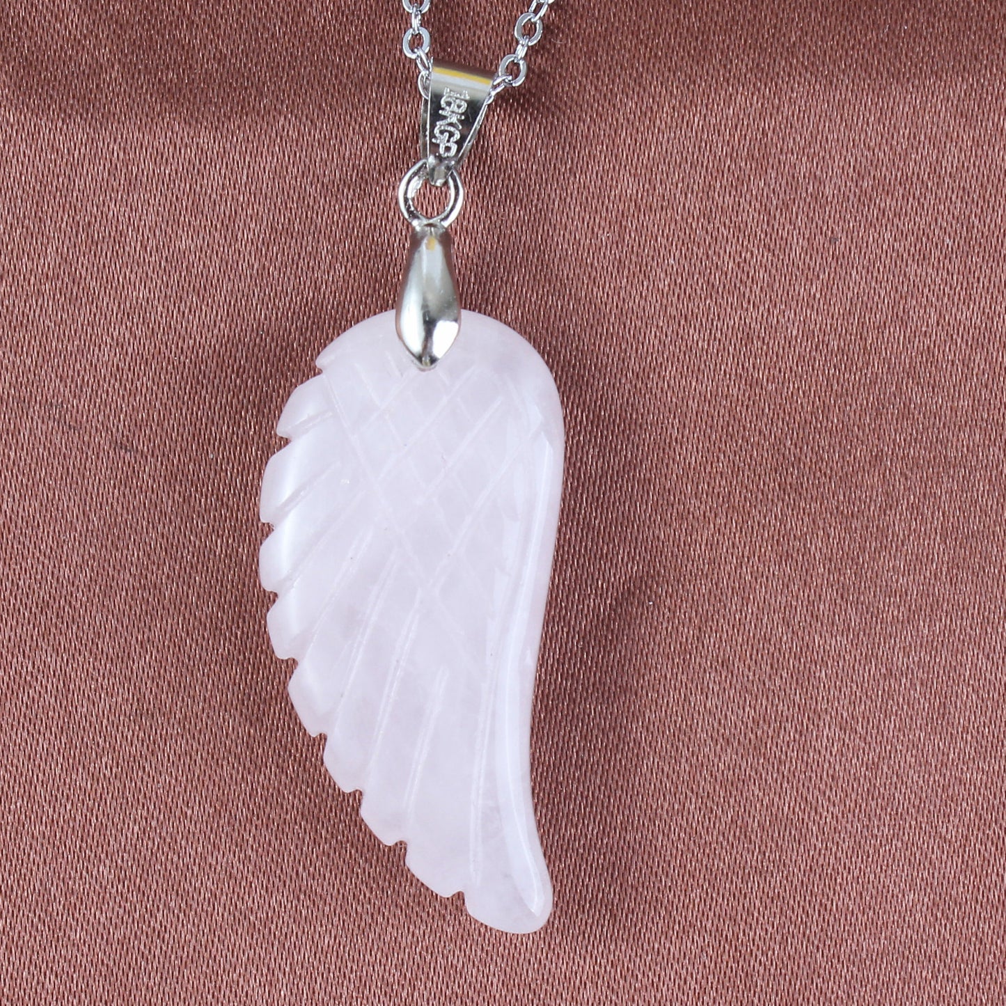 Natural Crystal Angel Wing Pendant