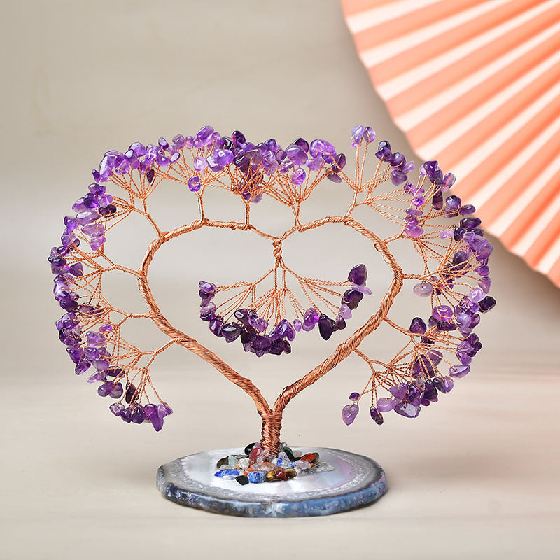 Amethyst Heart-shaped Crystal Fortune Tree Of Life