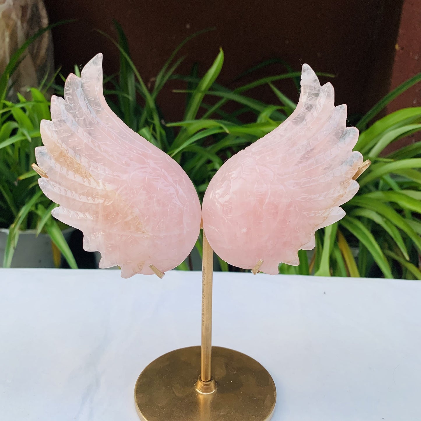 Rose Quartz Crystal Angel Wings Ornament