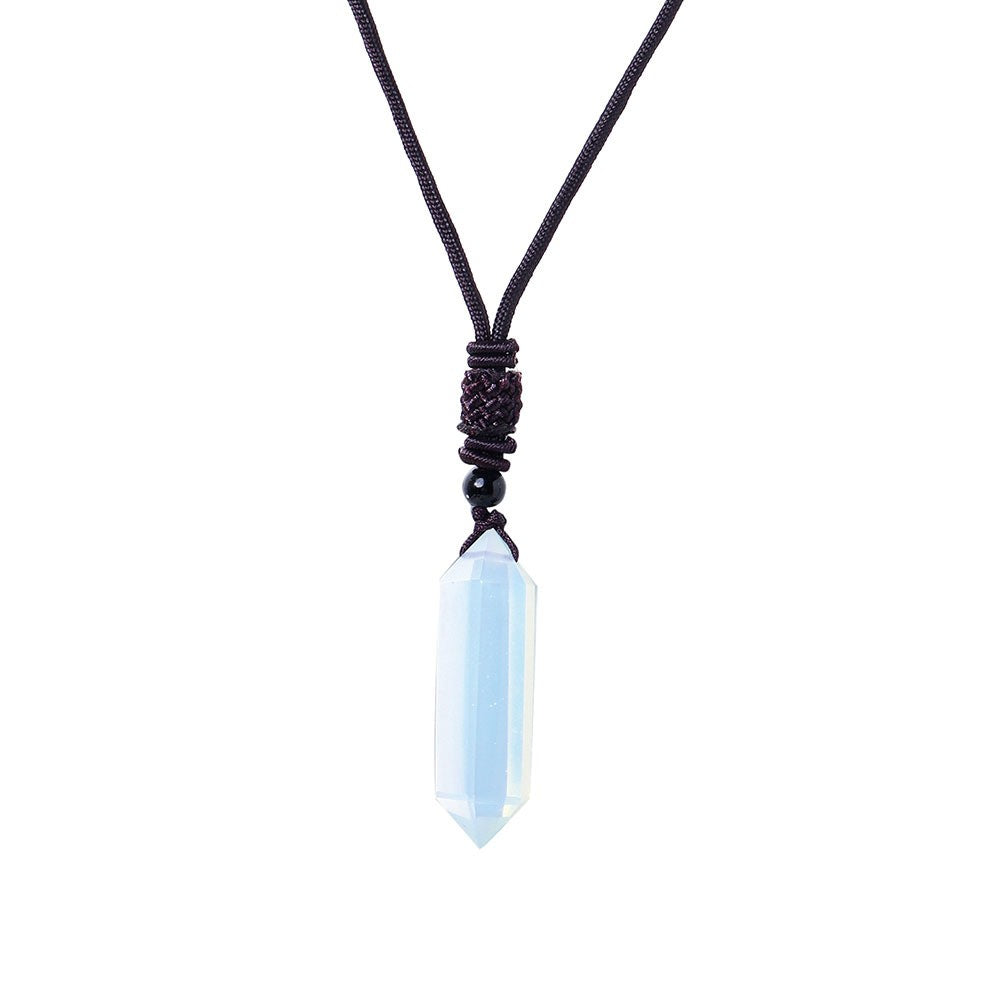 Raw Crystal Energy Stone Woven Pendant Necklace