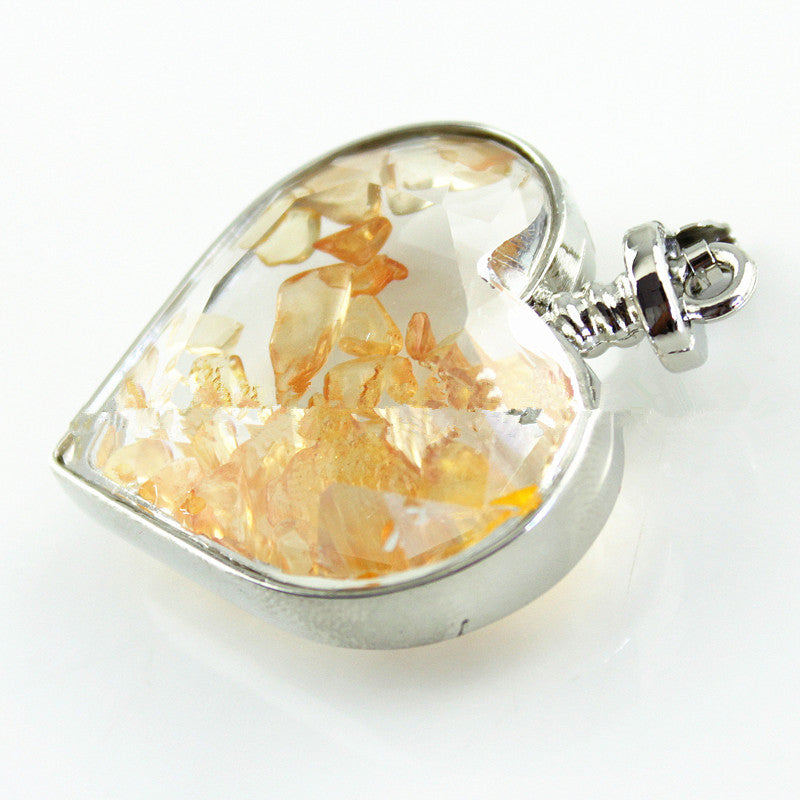 Natural Crystal Heart Necklace