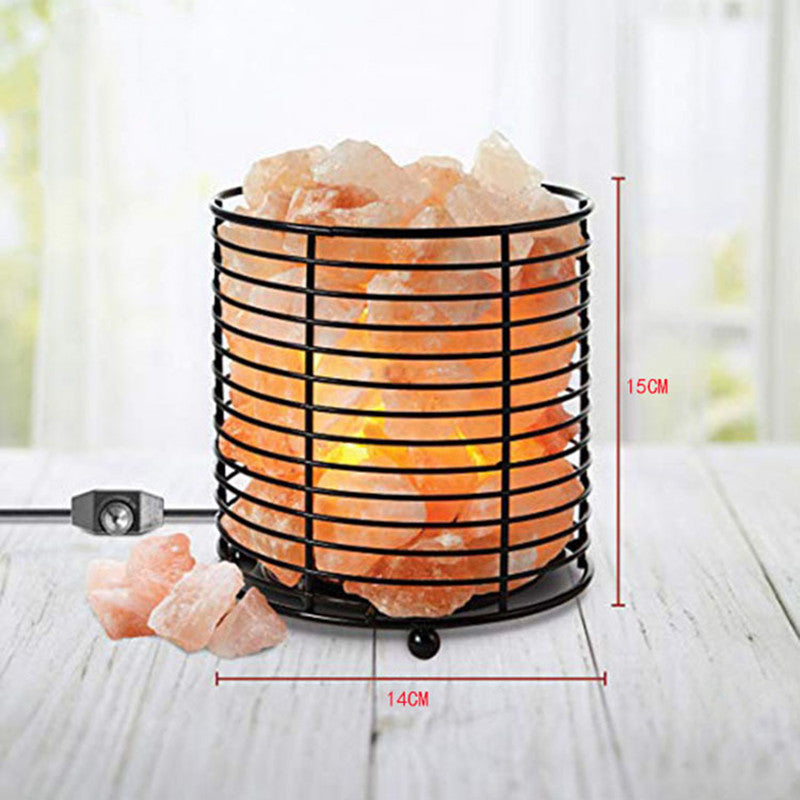 Cylindrical iron dimmable LED Himalayan salt lamp