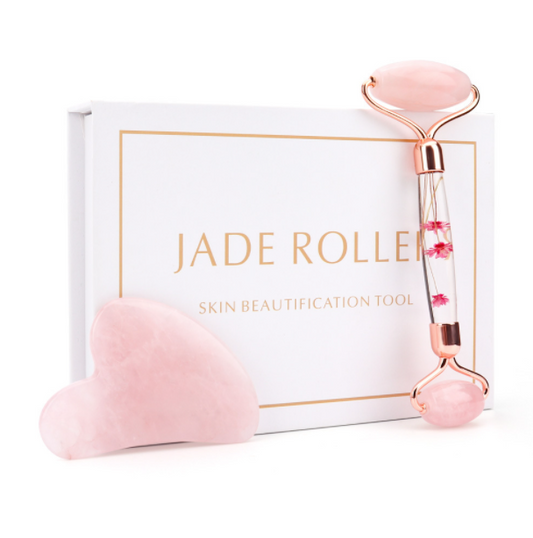 Rose Quartz Massage Roller and Scraping Kit