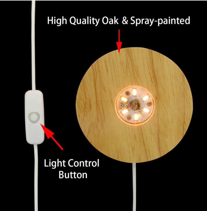 Wood Base LED Display Light