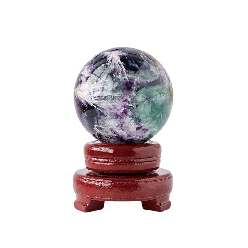 Natural Feather Fluorite Crystal Sphere