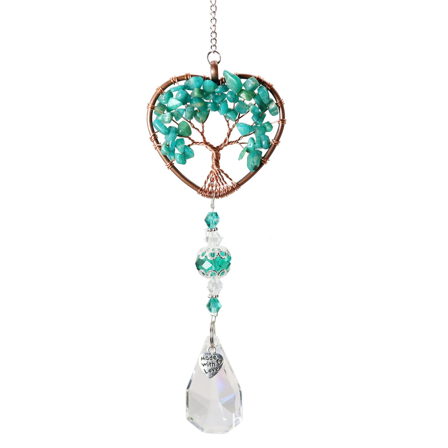 Heart Love Tree Of Life Hanging Crystal Pendant