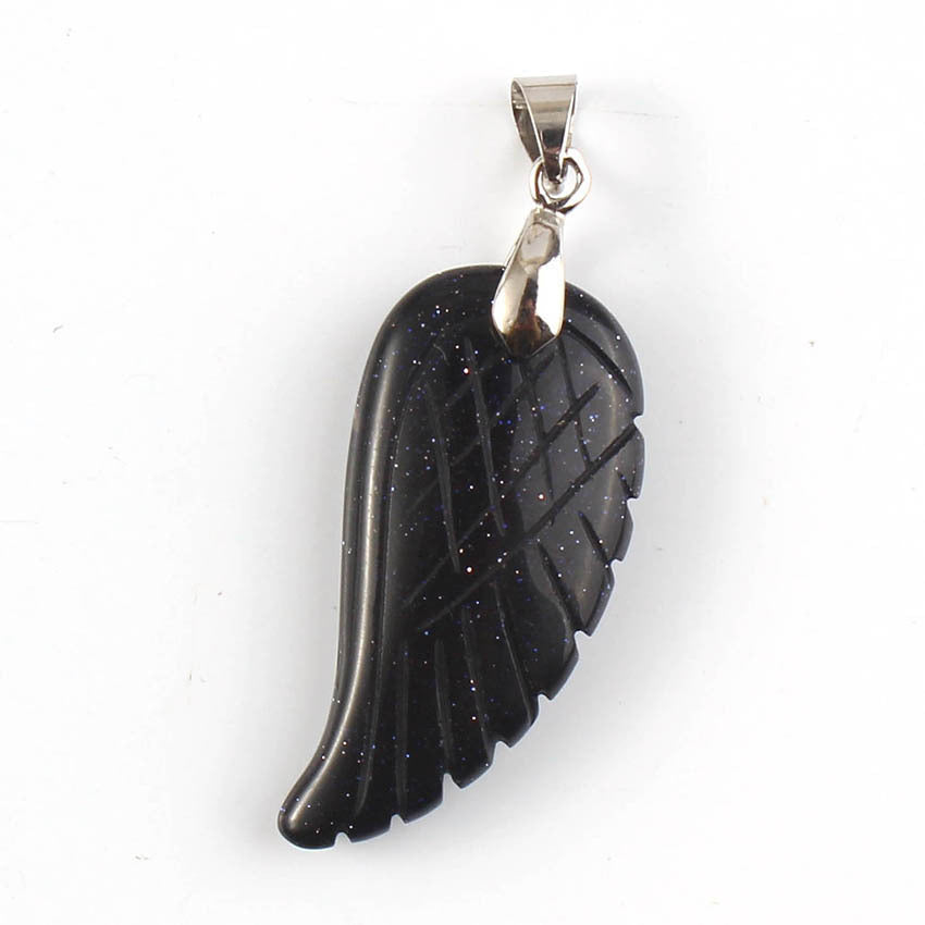 Natural Crystal Angel Wing Pendant