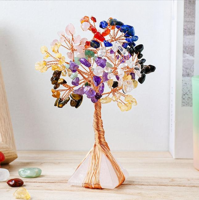 Natural Crystal Tree Of Life On Pyramid Base