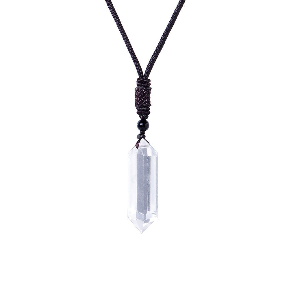 Raw Crystal Energy Stone Woven Pendant Necklace