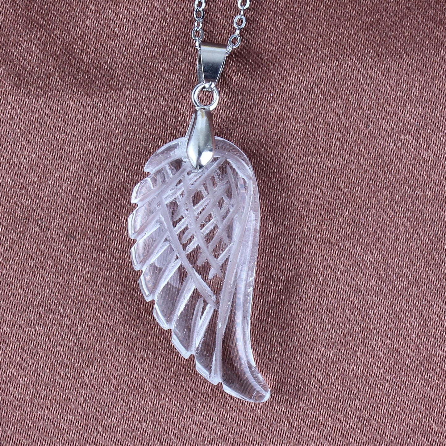 Natural Crystal Angel Wing Pendant