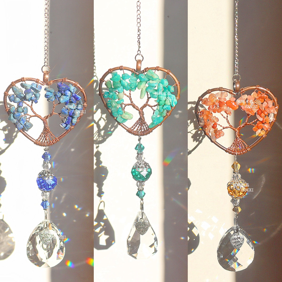 Heart Love Tree Of Life Hanging Crystal Pendant