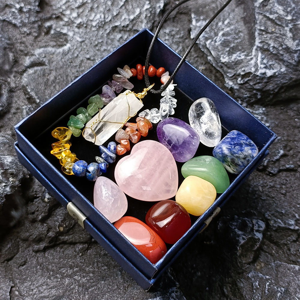 Natural Crystal Stone, Bracelet and Necklace Set