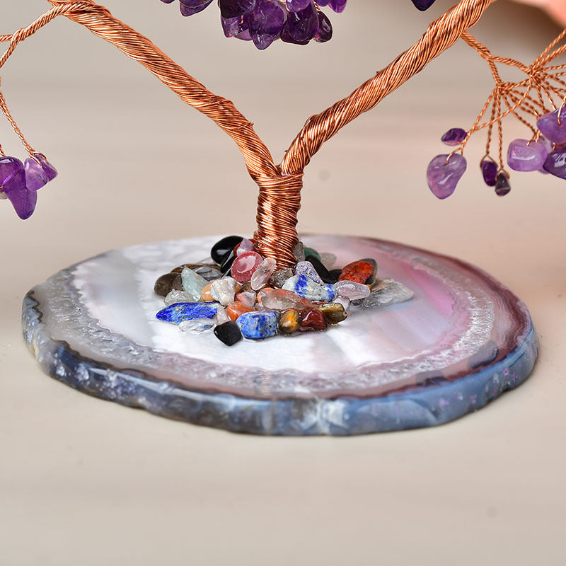 Amethyst Heart-shaped Crystal Fortune Tree Of Life