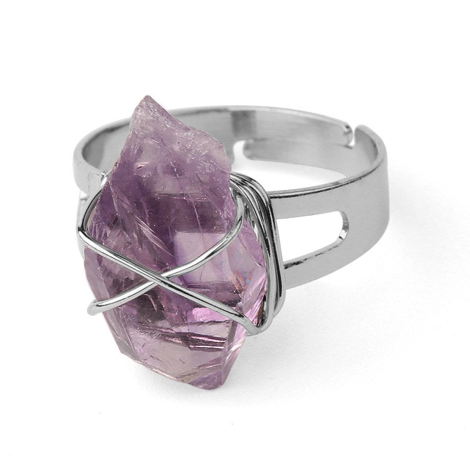 Adjustable Natural Crystal Ring