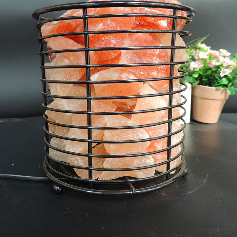 Cylindrical iron dimmable LED Himalayan salt lamp