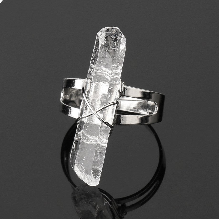 Adjustable Natural Crystal Ring