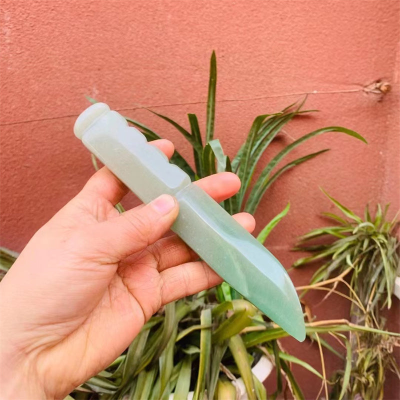 Natural Green Aventurine Dagger Carved Crystal Ornament