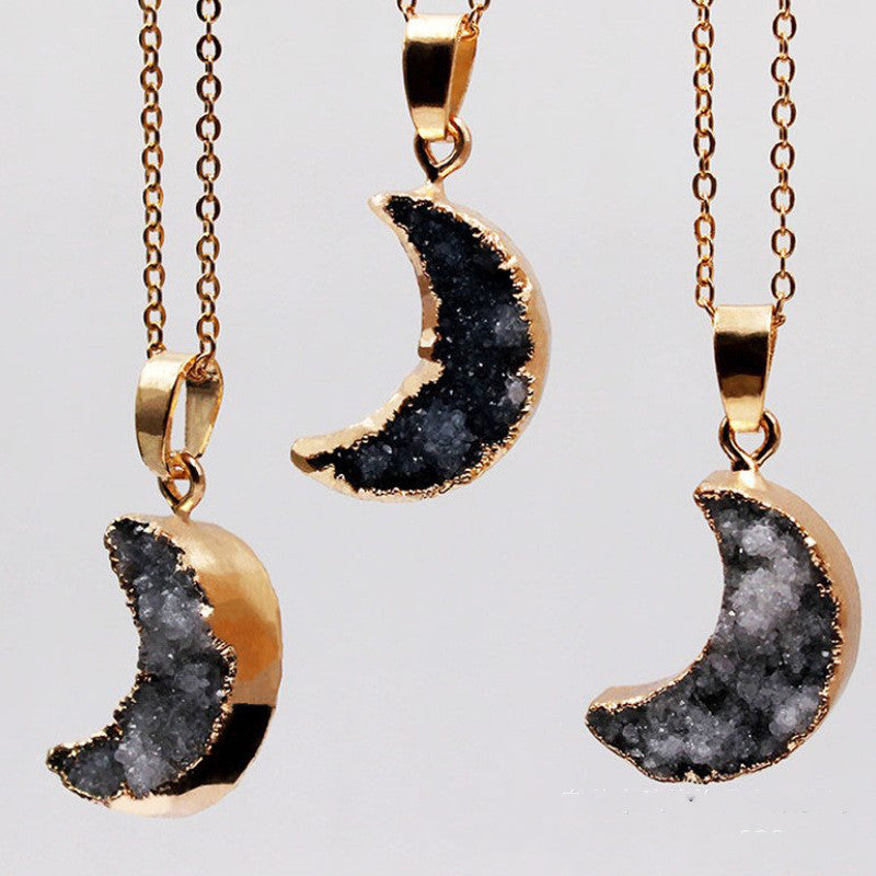 Crescent Moon Healing Crystal Necklace