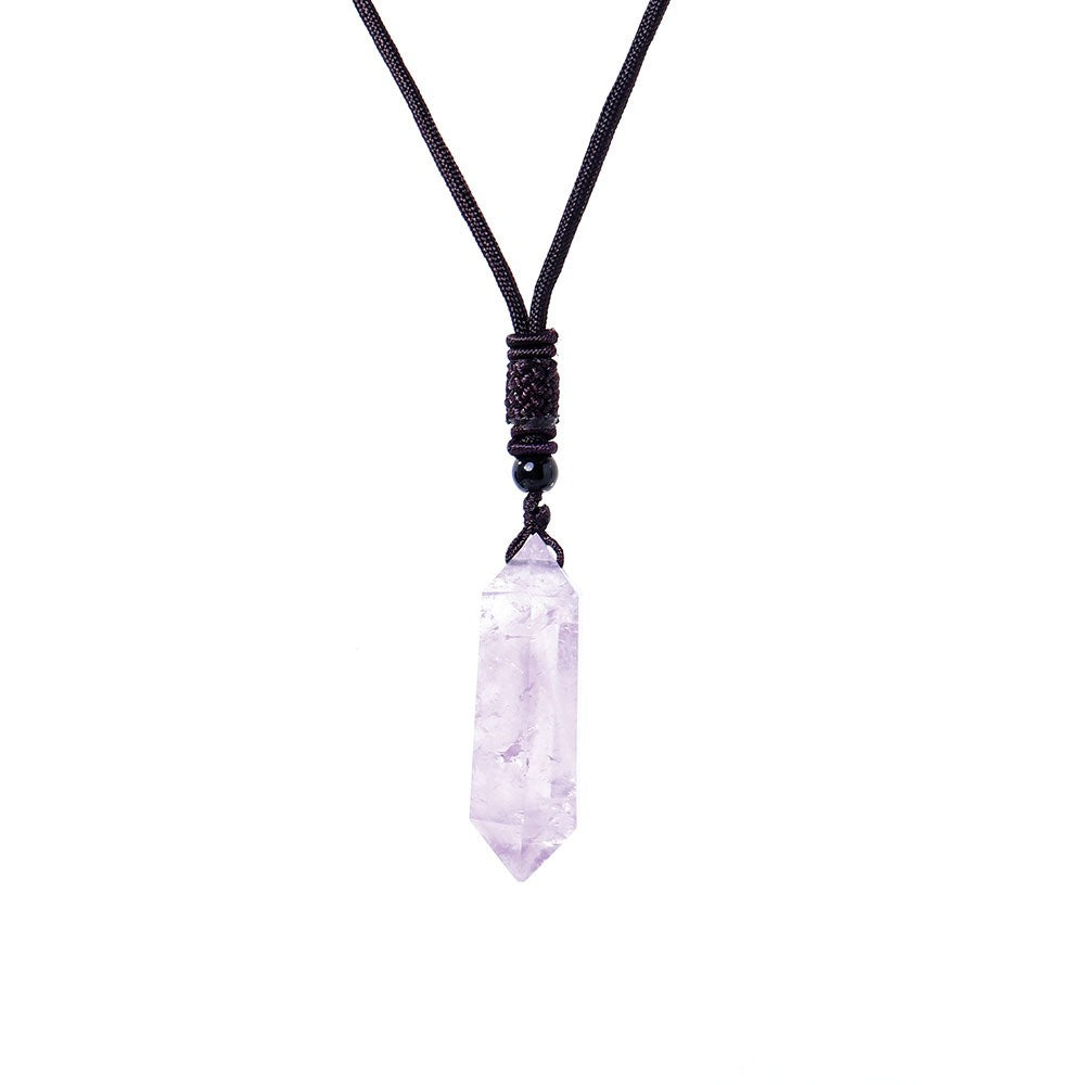 Raw Crystal Energy Stone Woven Pendant Necklace