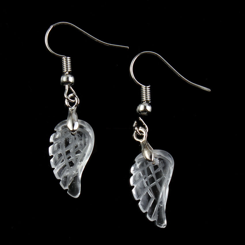 Natural Crystal Angel Wings Earrings