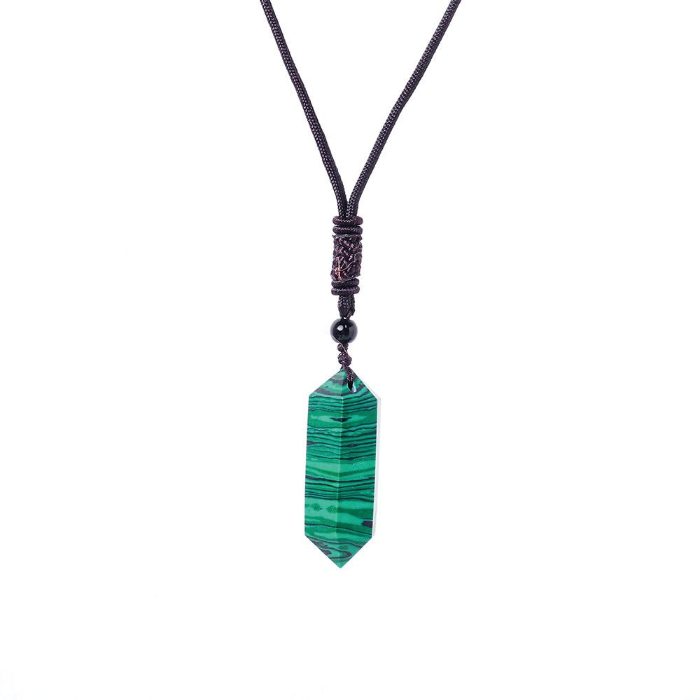 Raw Crystal Energy Stone Woven Pendant Necklace