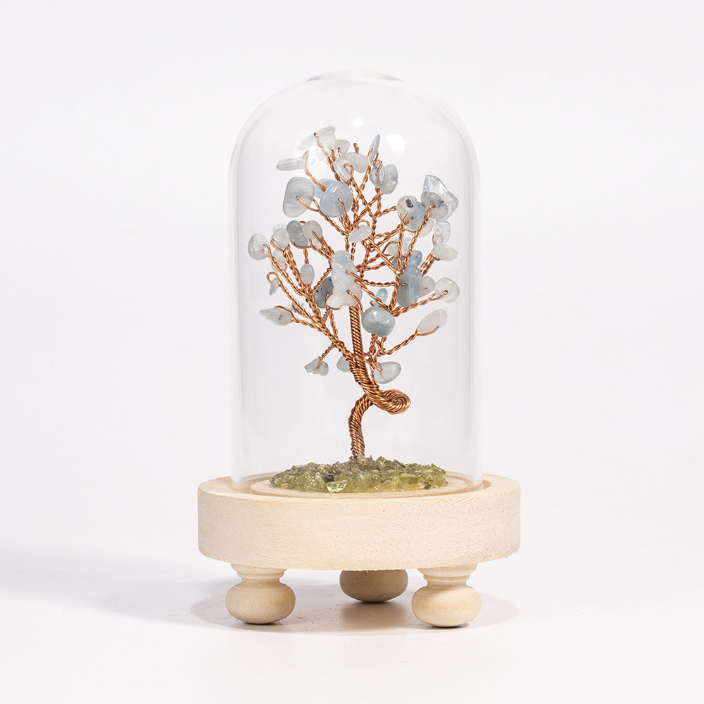 Crystal Fortune Tree Of Life Cloche with Wooden Base