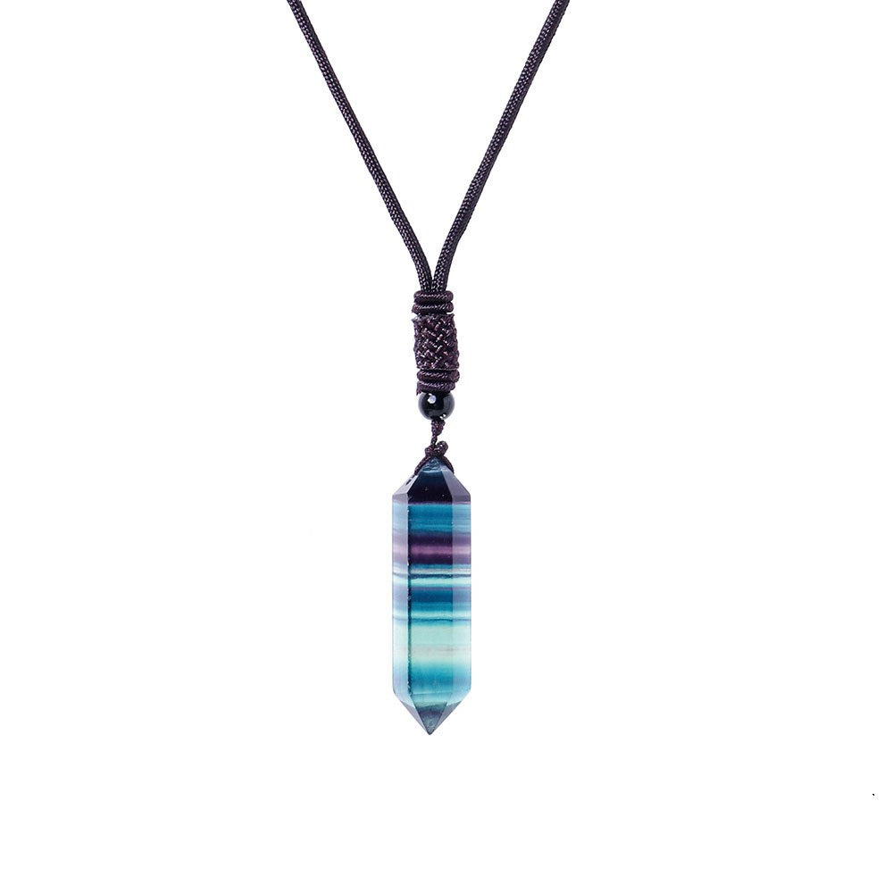 Raw Crystal Energy Stone Woven Pendant Necklace