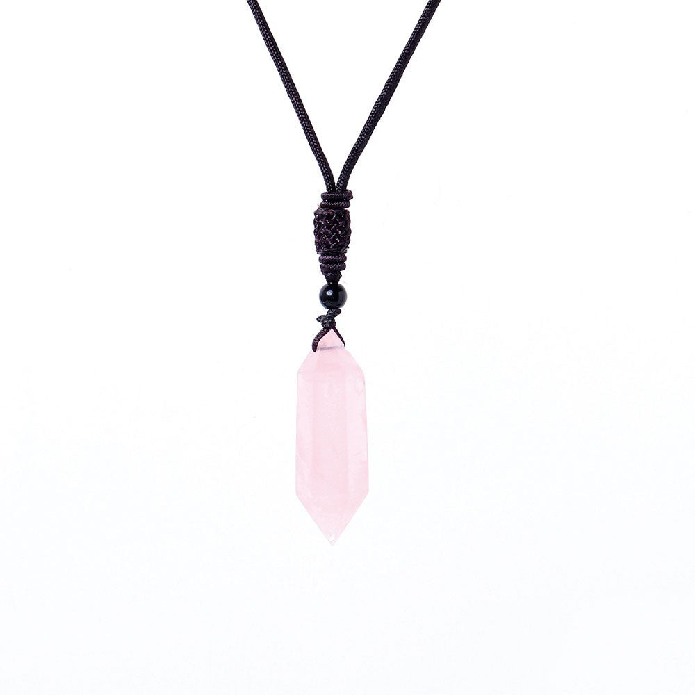 Raw Crystal Energy Stone Woven Pendant Necklace