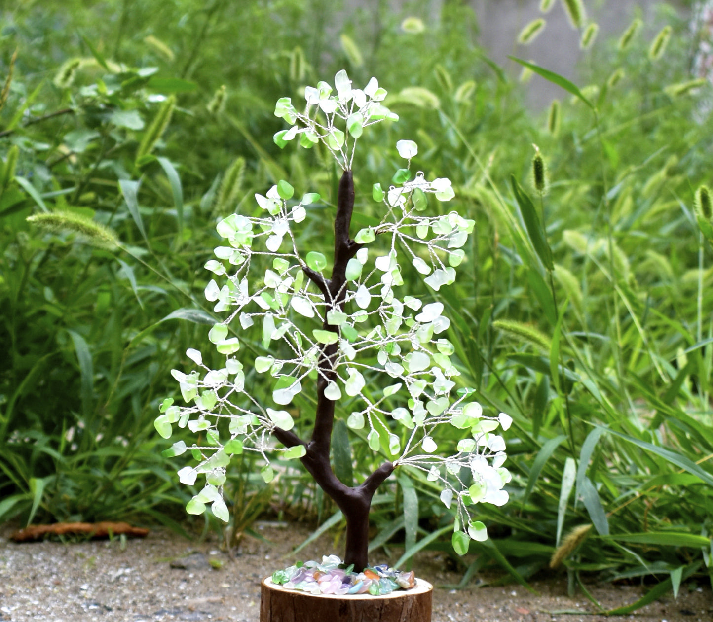 Wood Base Crystal Fortune Tree Of Life