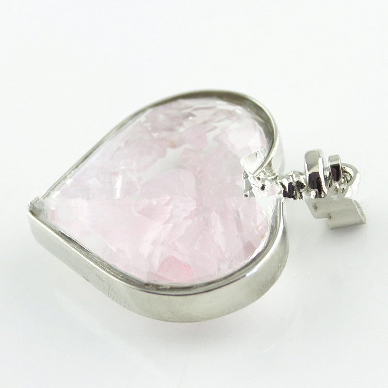 Natural Crystal Heart Necklace