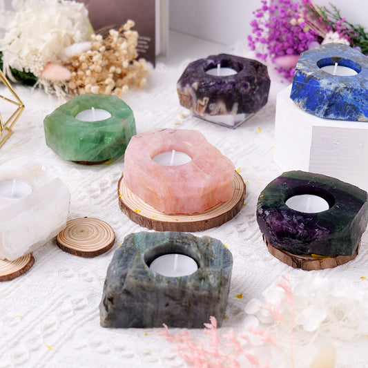 Raw Healing Crystal Candle Holder